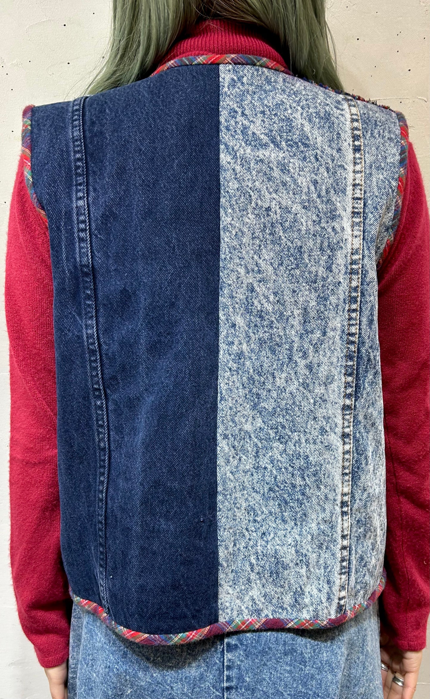 Vintage Denim & Slash Quilt Vest [A25956]