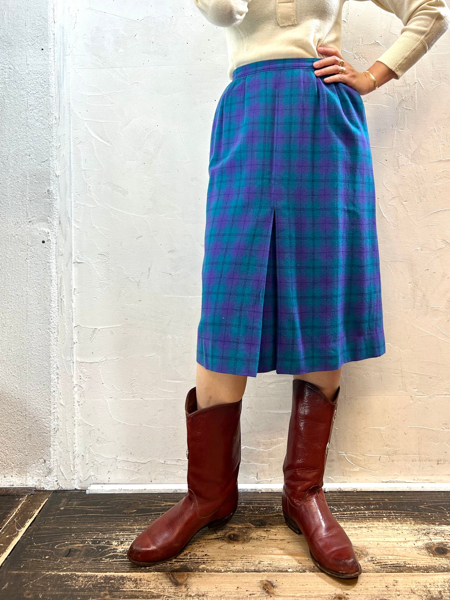 Vintage Plaid Skirt ~PENDOLETON~ [I28526]