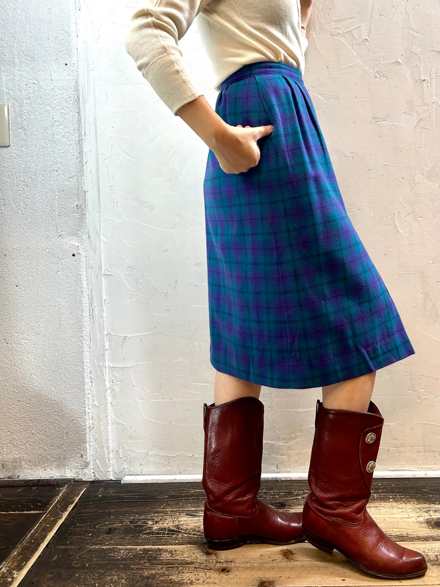 Vintage Plaid Skirt ~PENDOLETON~ [I28526]