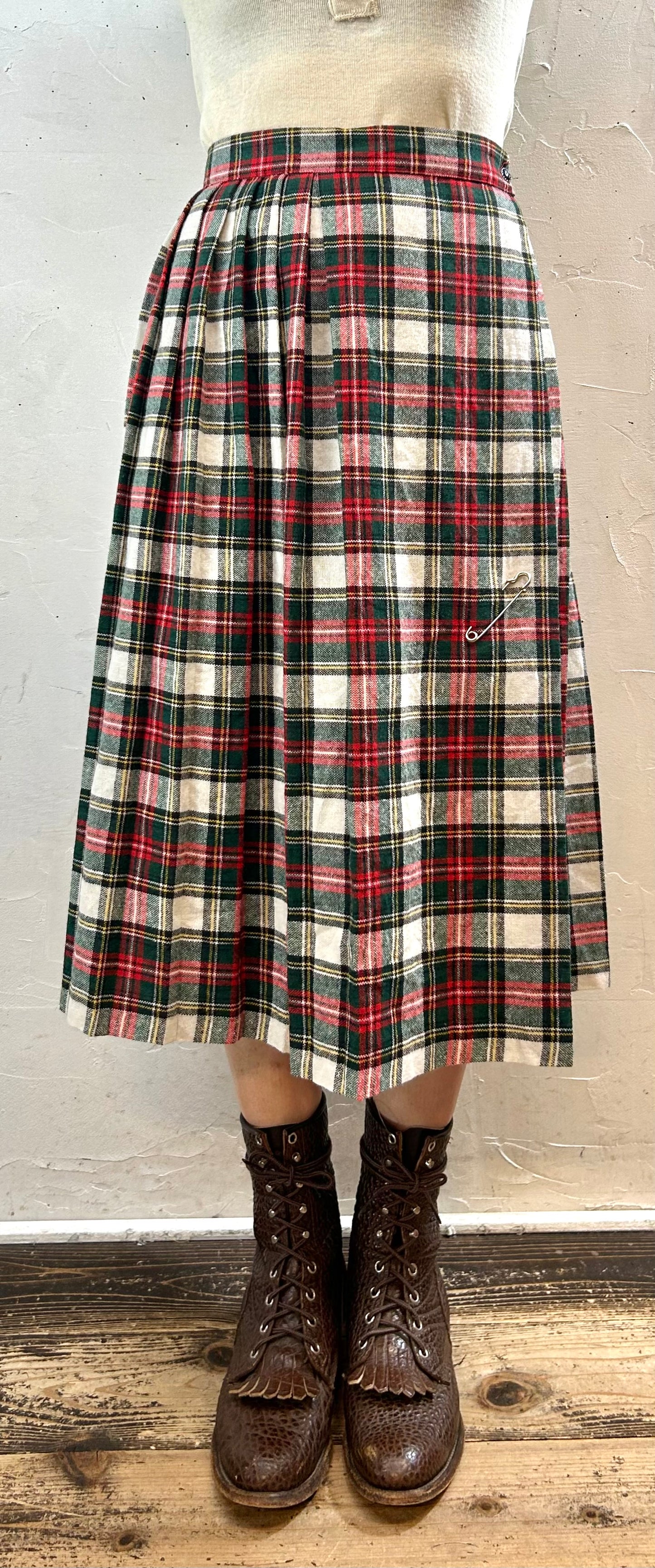 Vintage Plaid Skirt  MADE IN USA [I28527]