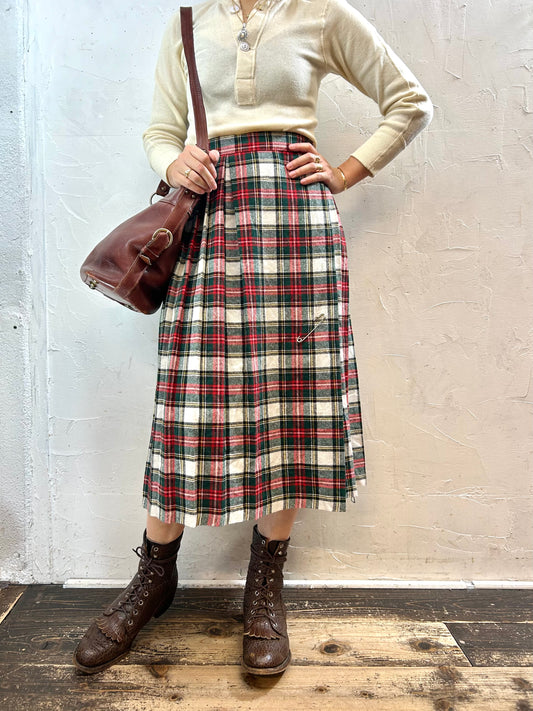 Vintage Plaid Skirt  MADE IN USA [I28527]