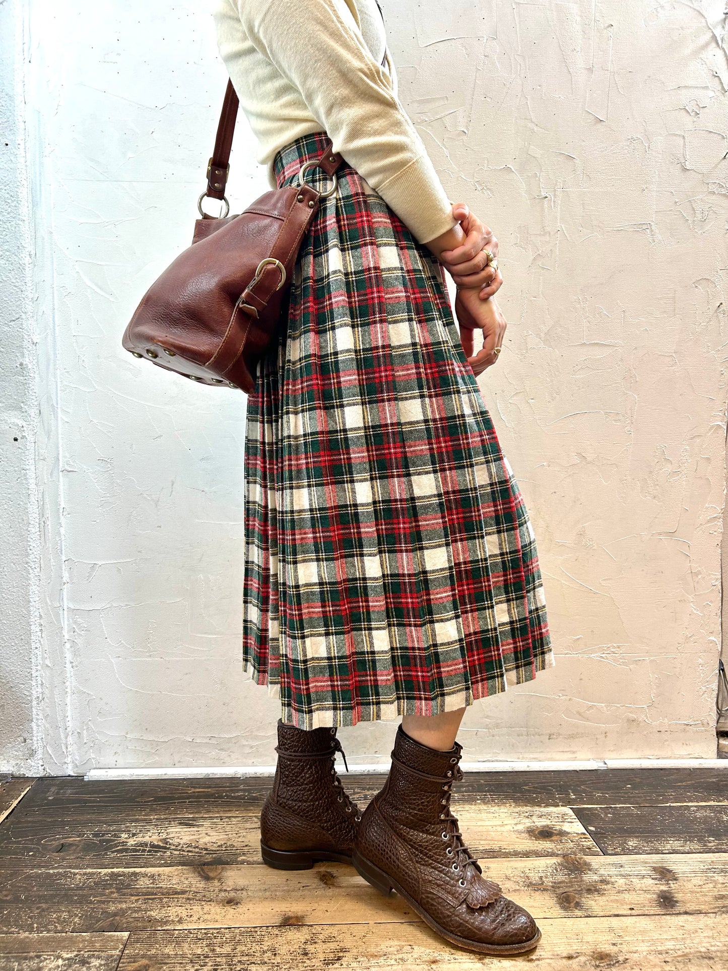 Vintage Plaid Skirt  MADE IN USA [I28527]