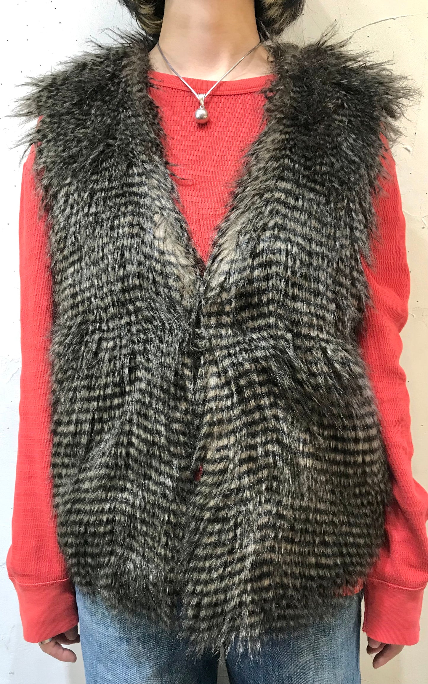 Vintage Faux Fur Vest [K25419]