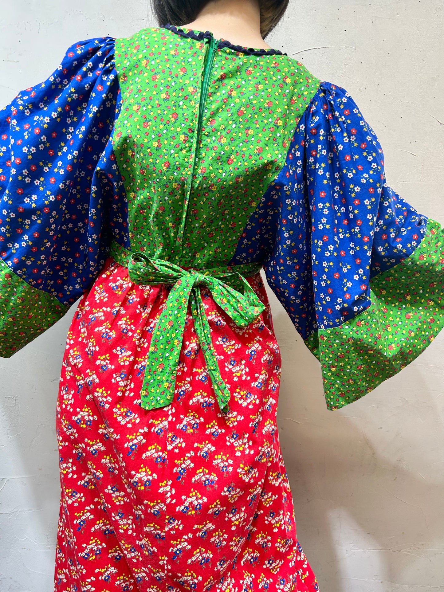 ’70s Vintage Patchwork Dress [J25416]