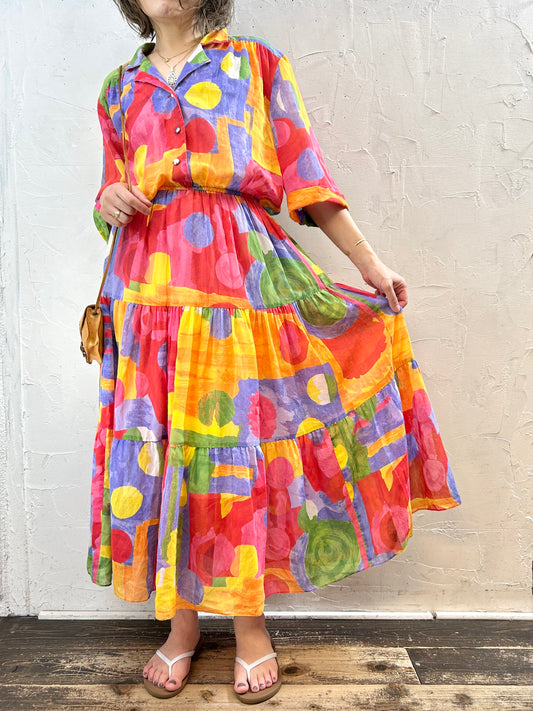 Vintage Tiered Dress  MADE IN USA[F27652]