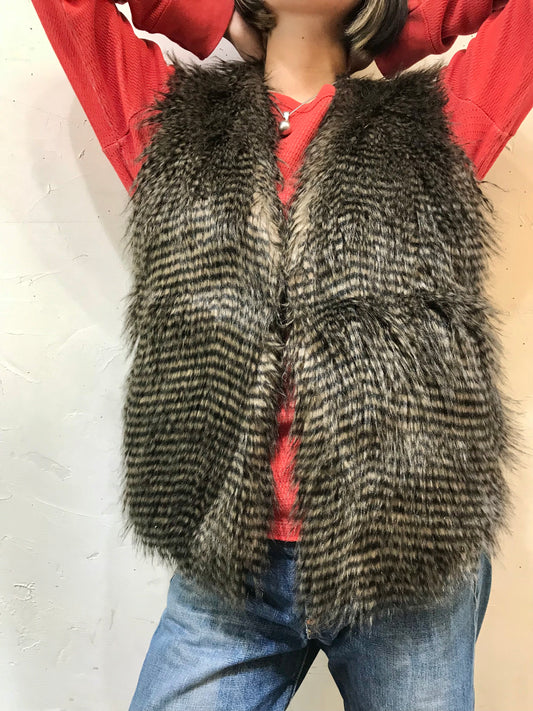 Vintage Faux Fur Vest [K25419]