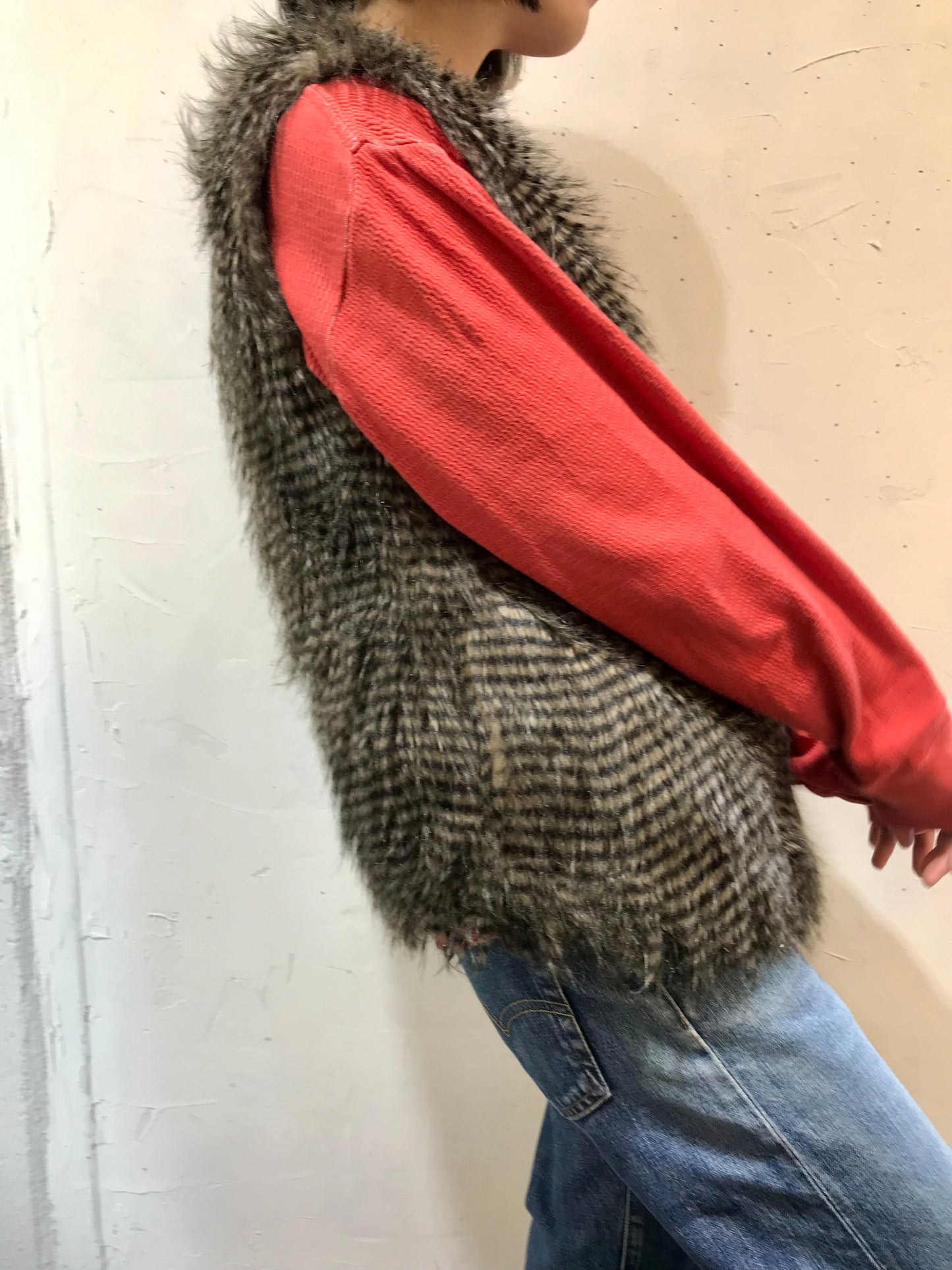 Vintage Faux Fur Vest [K25419]