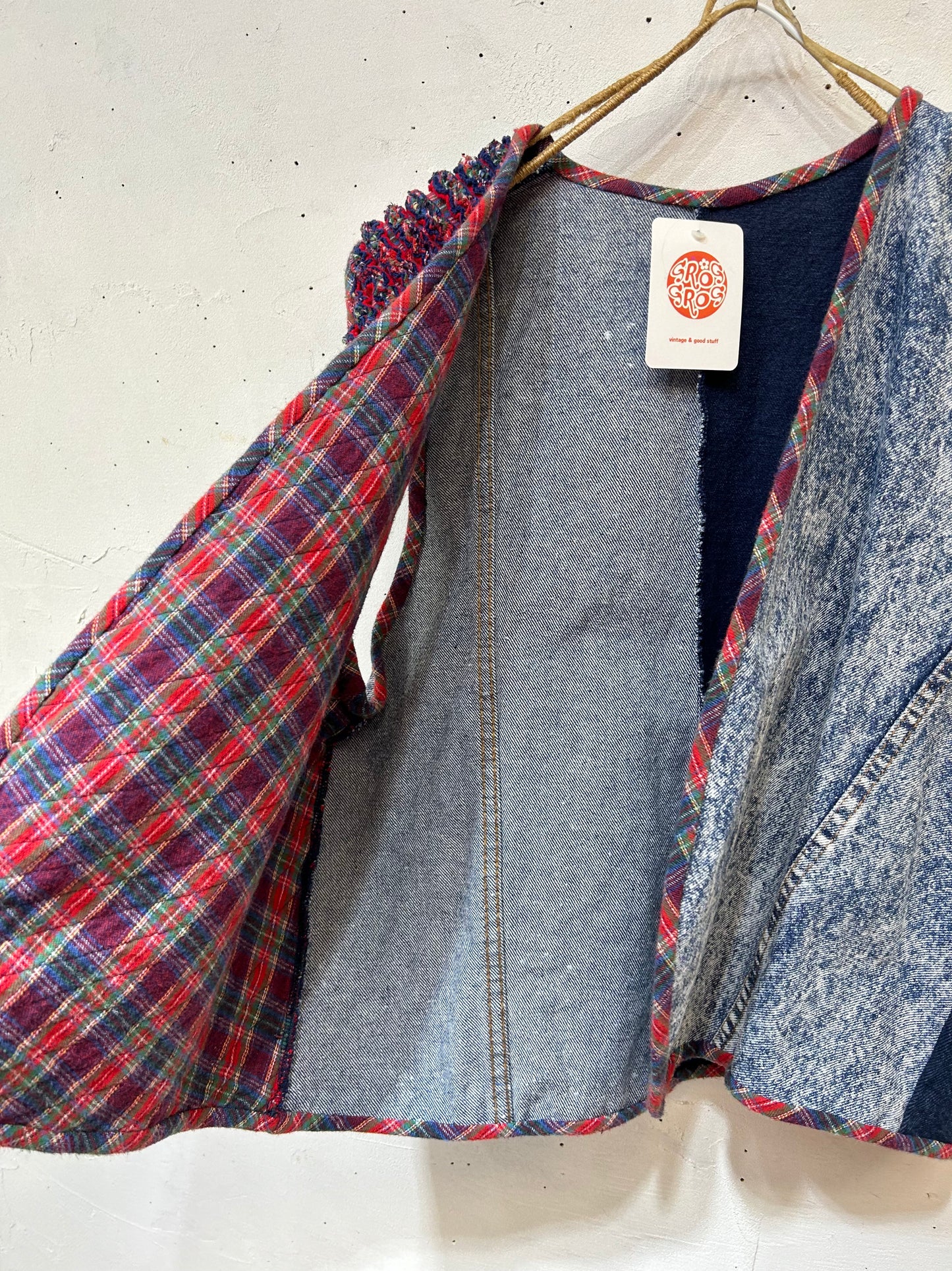 Vintage Denim & Slash Quilt Vest [A25956]