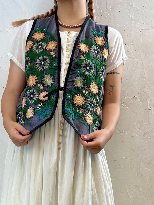 Vintage Guatemala Embroidery Vest [H28127]