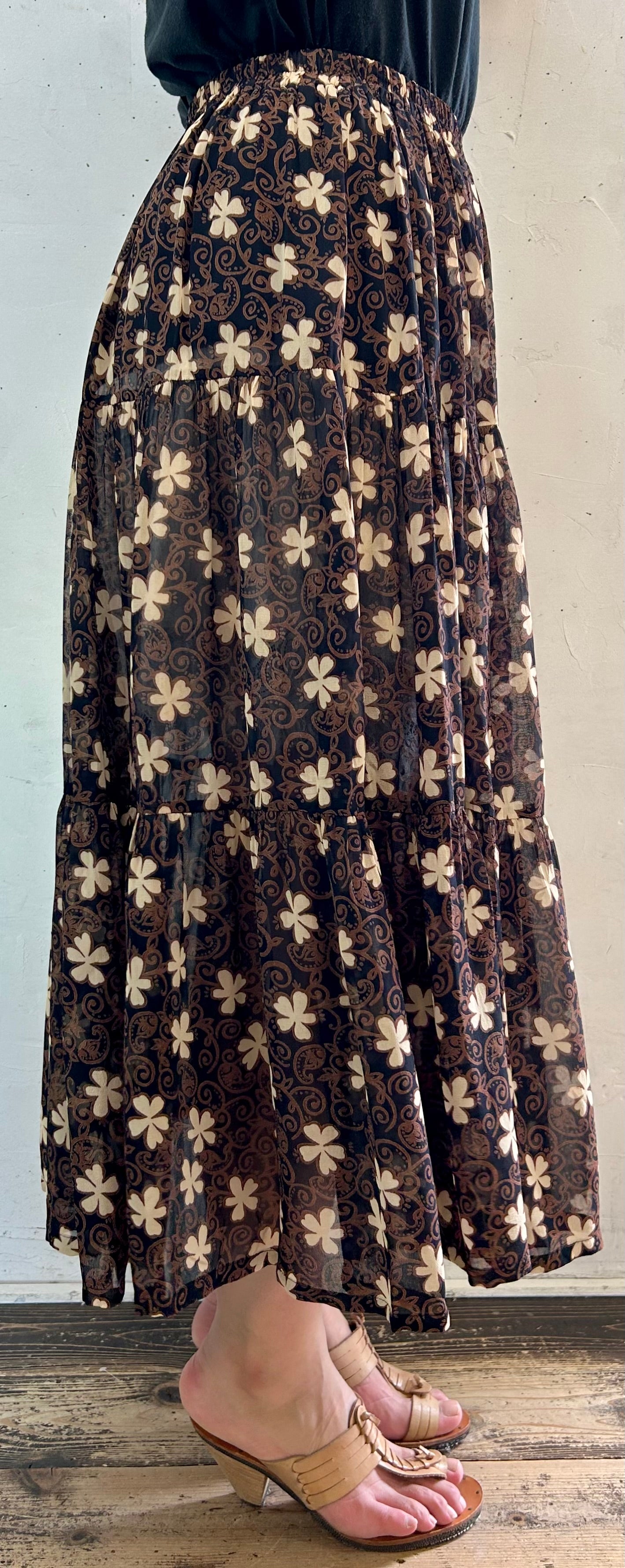 Vintage Sheer Tiered Skirt MADE IN TEXAS [E27218]