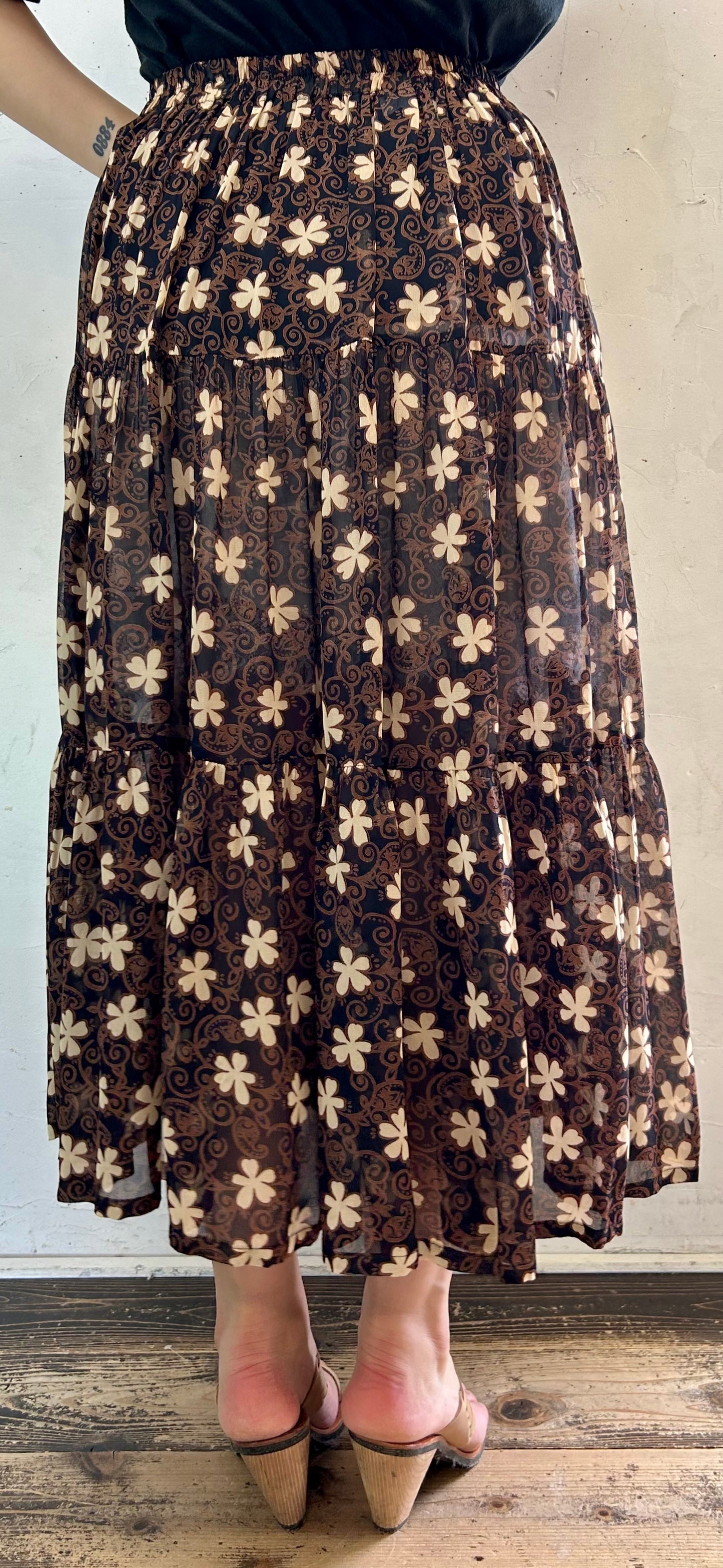 Vintage Sheer Tiered Skirt MADE IN TEXAS [E27218]