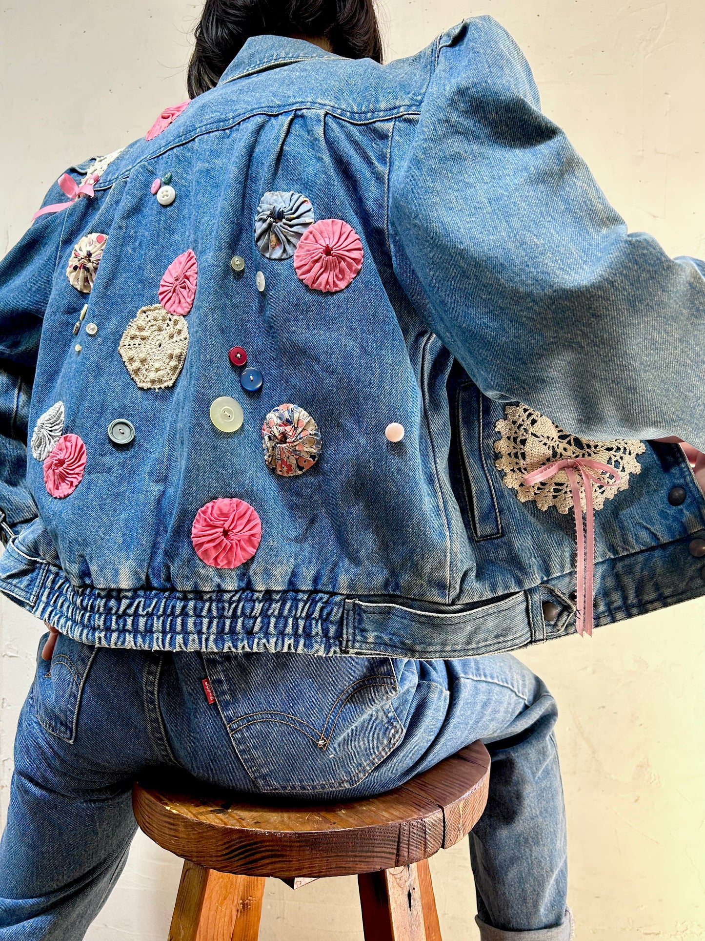 ′80s Vintage Custom Denim Jacket [I25068]