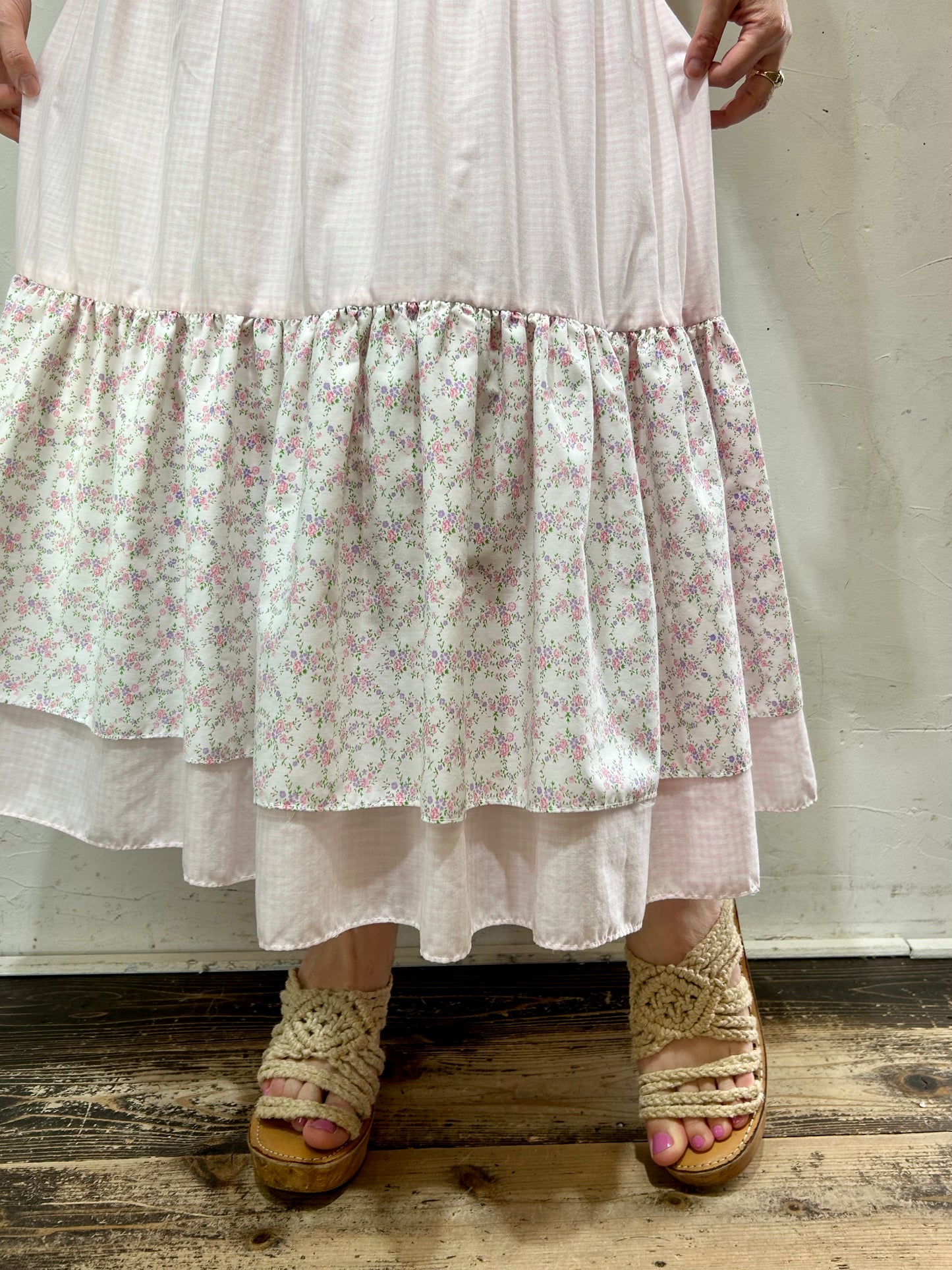 Vintage Gingham Plaid Tiered Skirt [D26788]