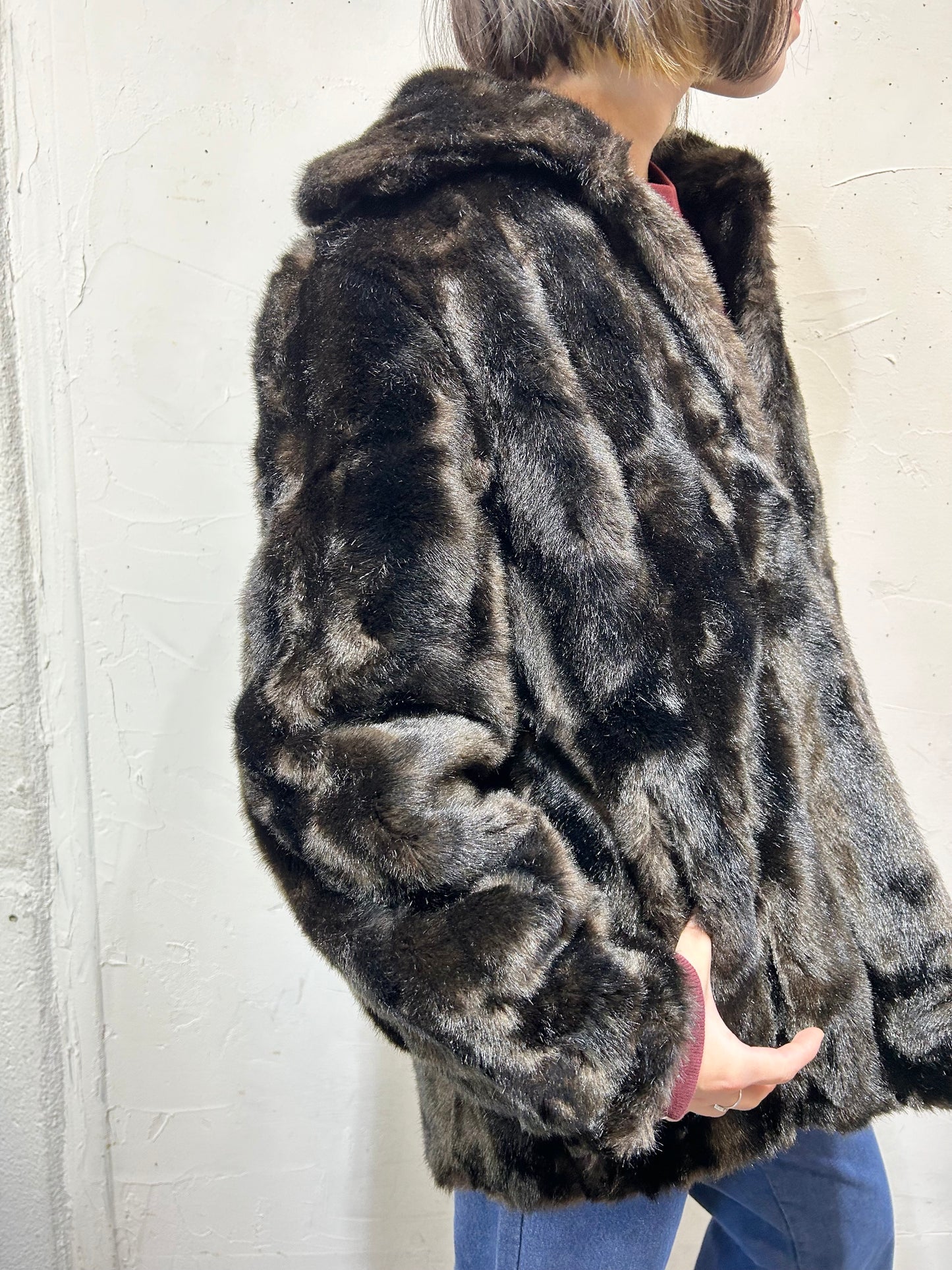 ‘50-’60sVintage Eco Fur Coat [L25721]