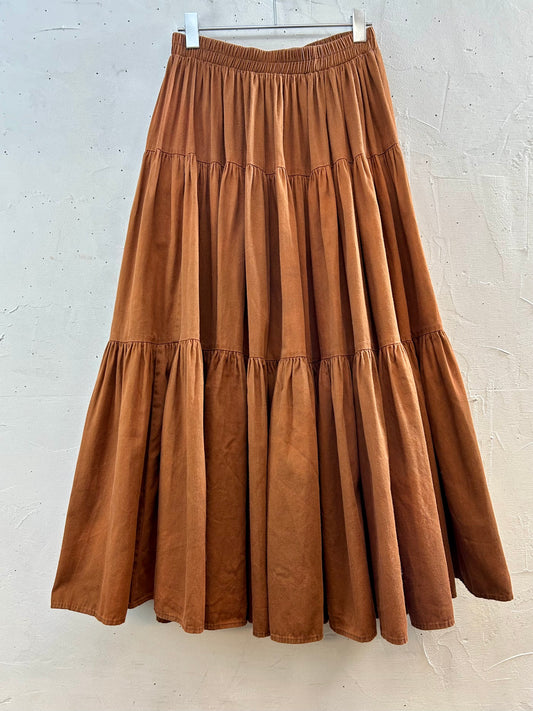 Vintage Cotton Tiered Skirt MADE IN USA [J28755]