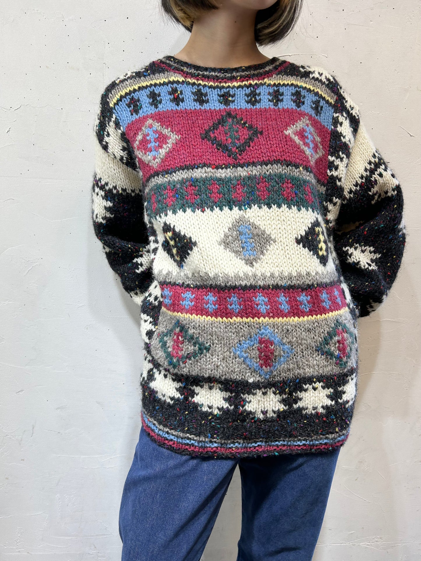 Vintage Hand Knit Sweater 〜Wool Rich〜 [L25722]