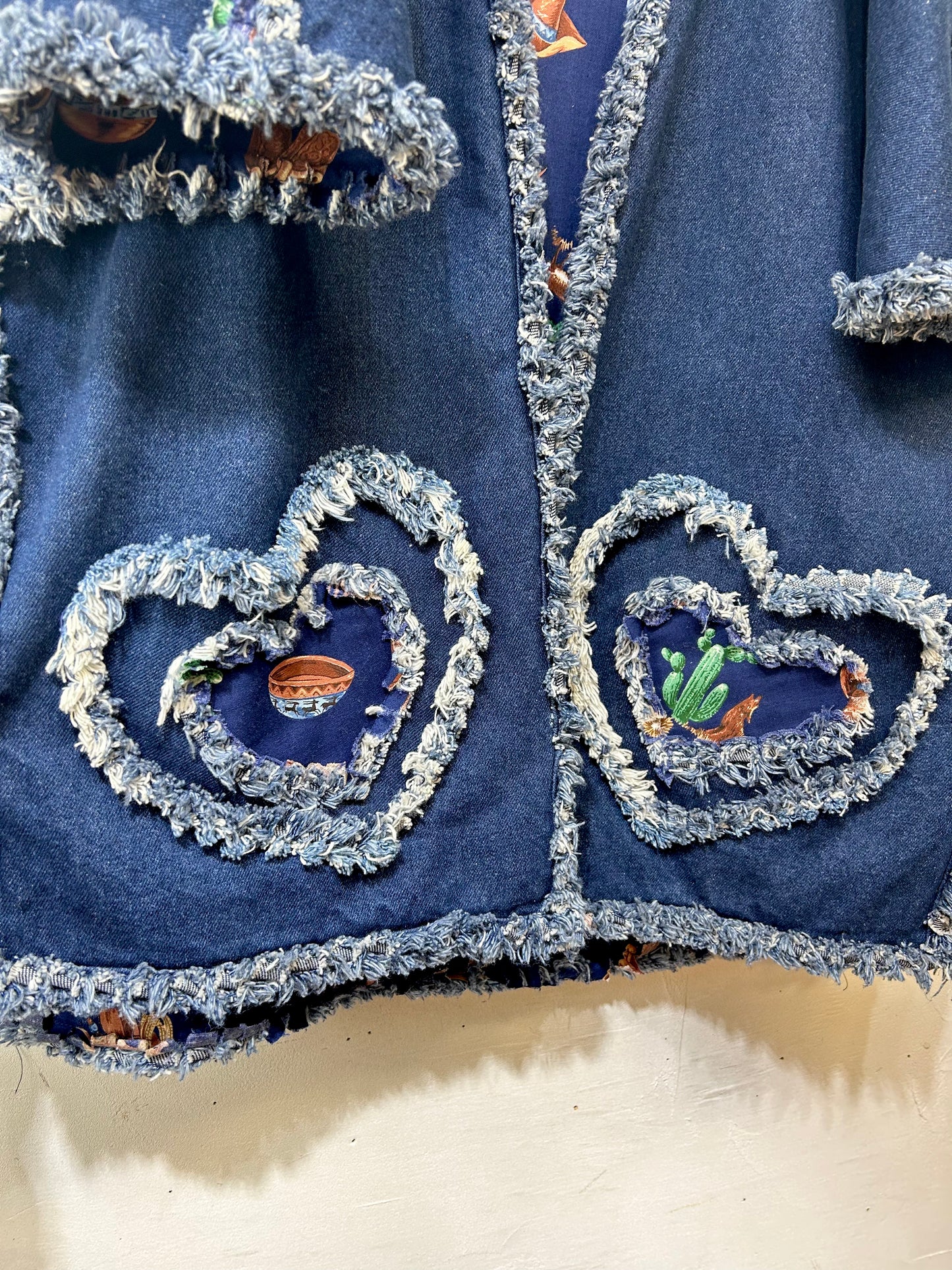 Vintage Fringe & Heart Denim Jacket [I25066]