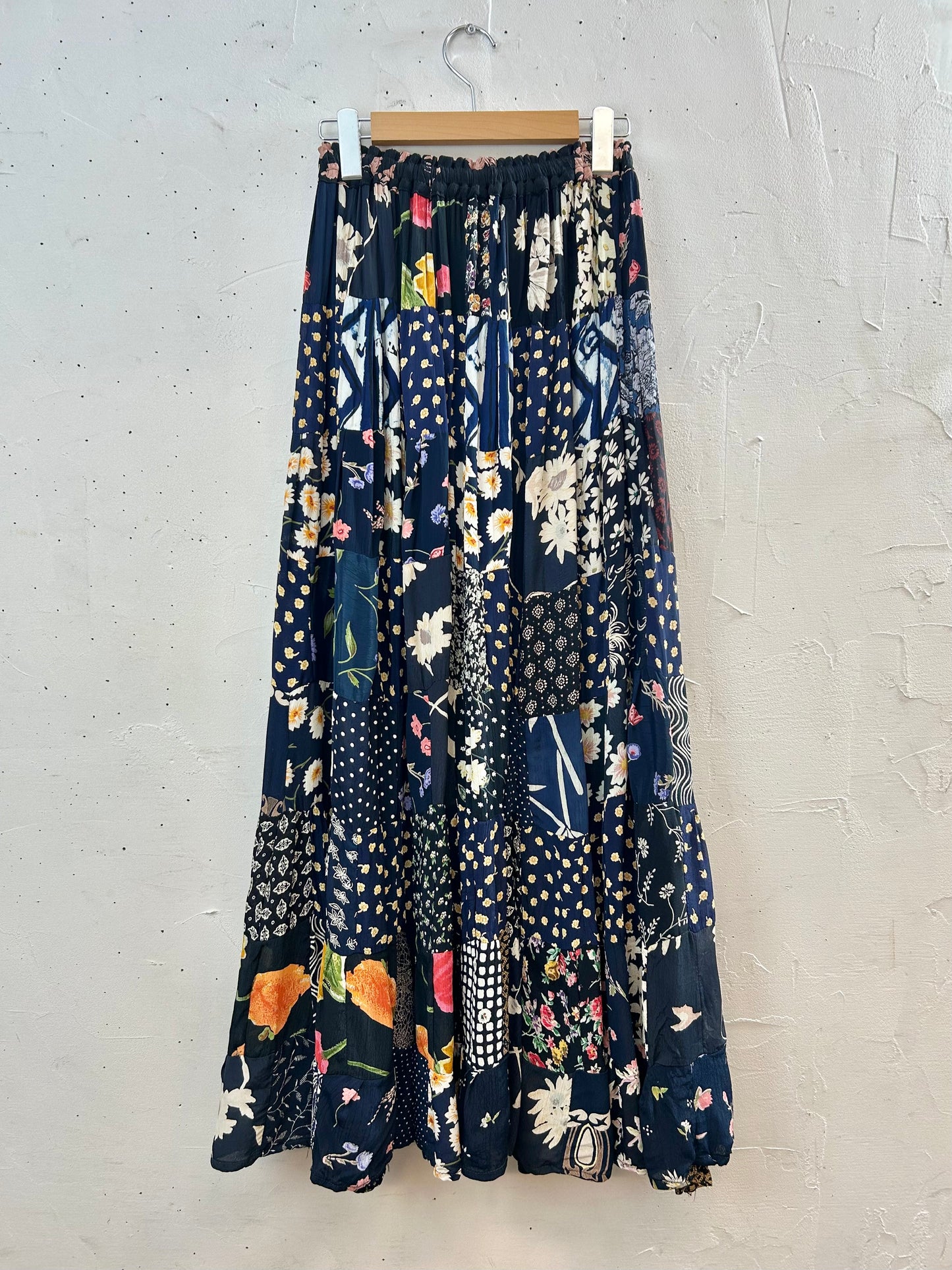 Vintage Indian Rayon Patchwork Skirt [C29643]