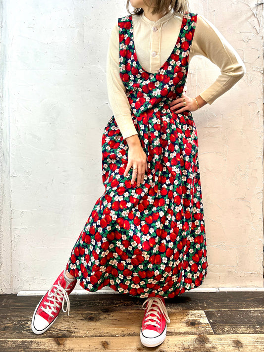 Vintage Apple Over Dress MADE IN USA [K28996]