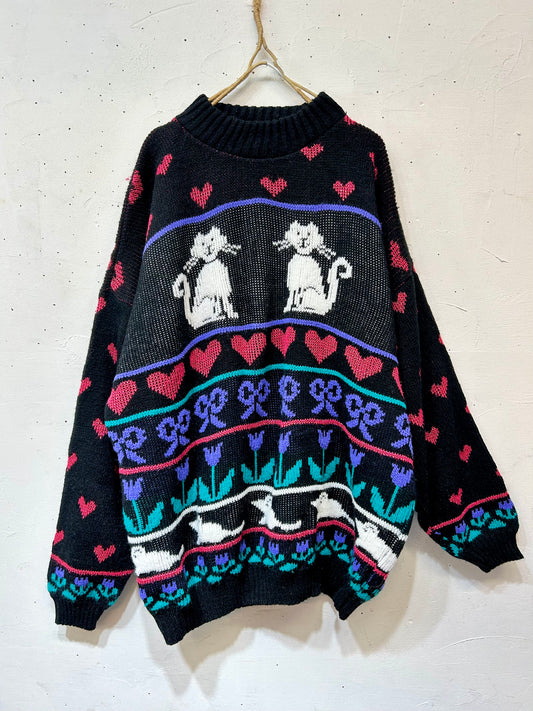 ’80s Vintage Fancy Knit Sweater 〜ADELE〜［A25977］