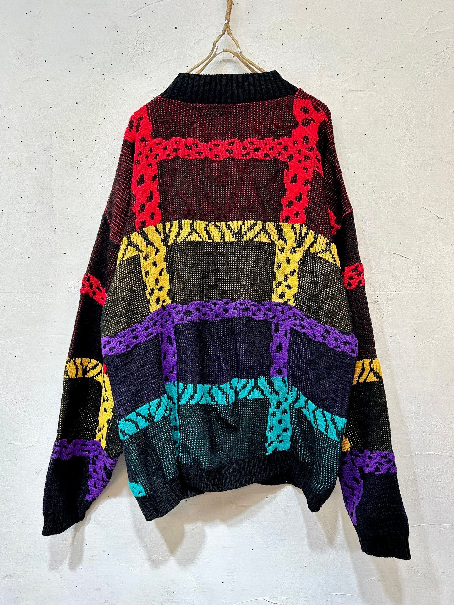 ’80s Vintage Fancy Knit Sweater MADE IN USA［A25975］