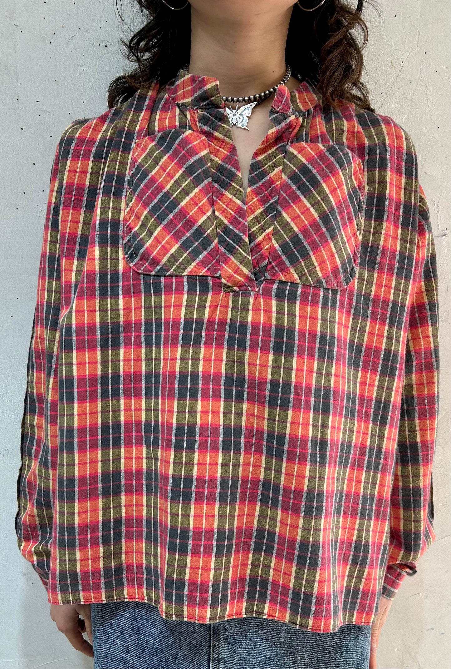 Vintage Plaid Pullover Shirt [C26456]