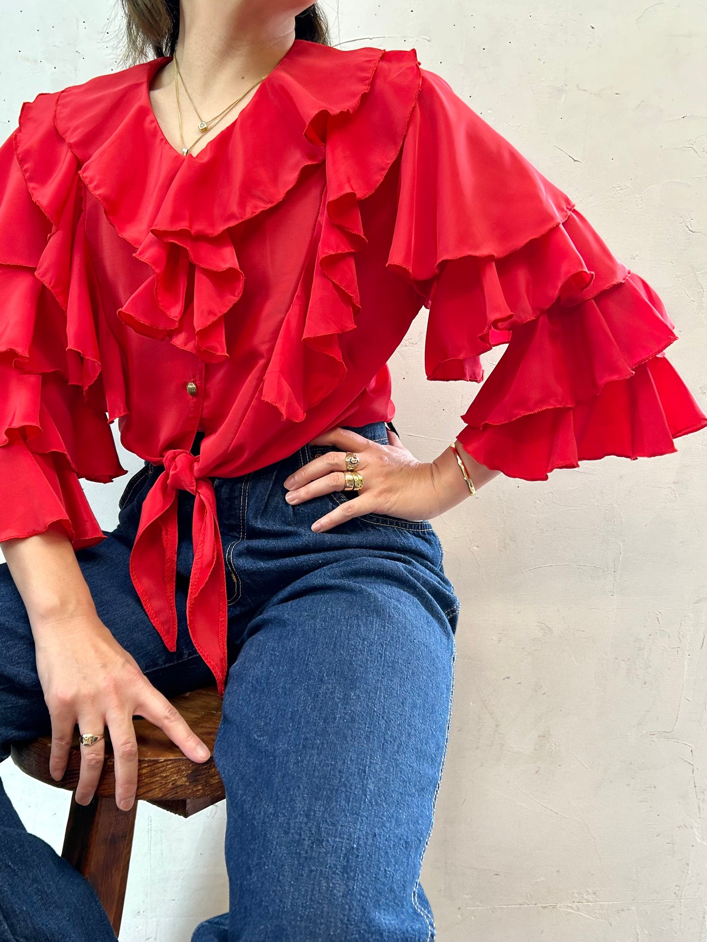 Vintage Ruffle Blouse [E27227]