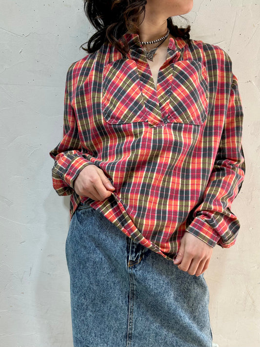 Vintage Plaid Pullover Shirt [C26456]