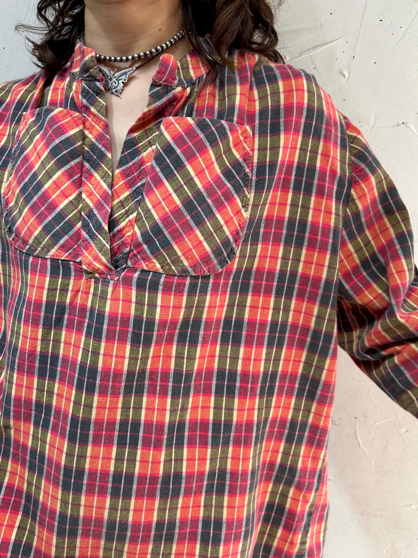 Vintage Plaid Pullover Shirt [C26456]