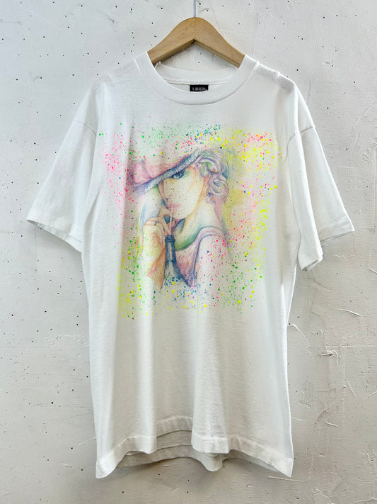'90s Vintage Handpainted T-Shirt MADE IN USA 〜SCREEN STARS BEST〜 [E30286]