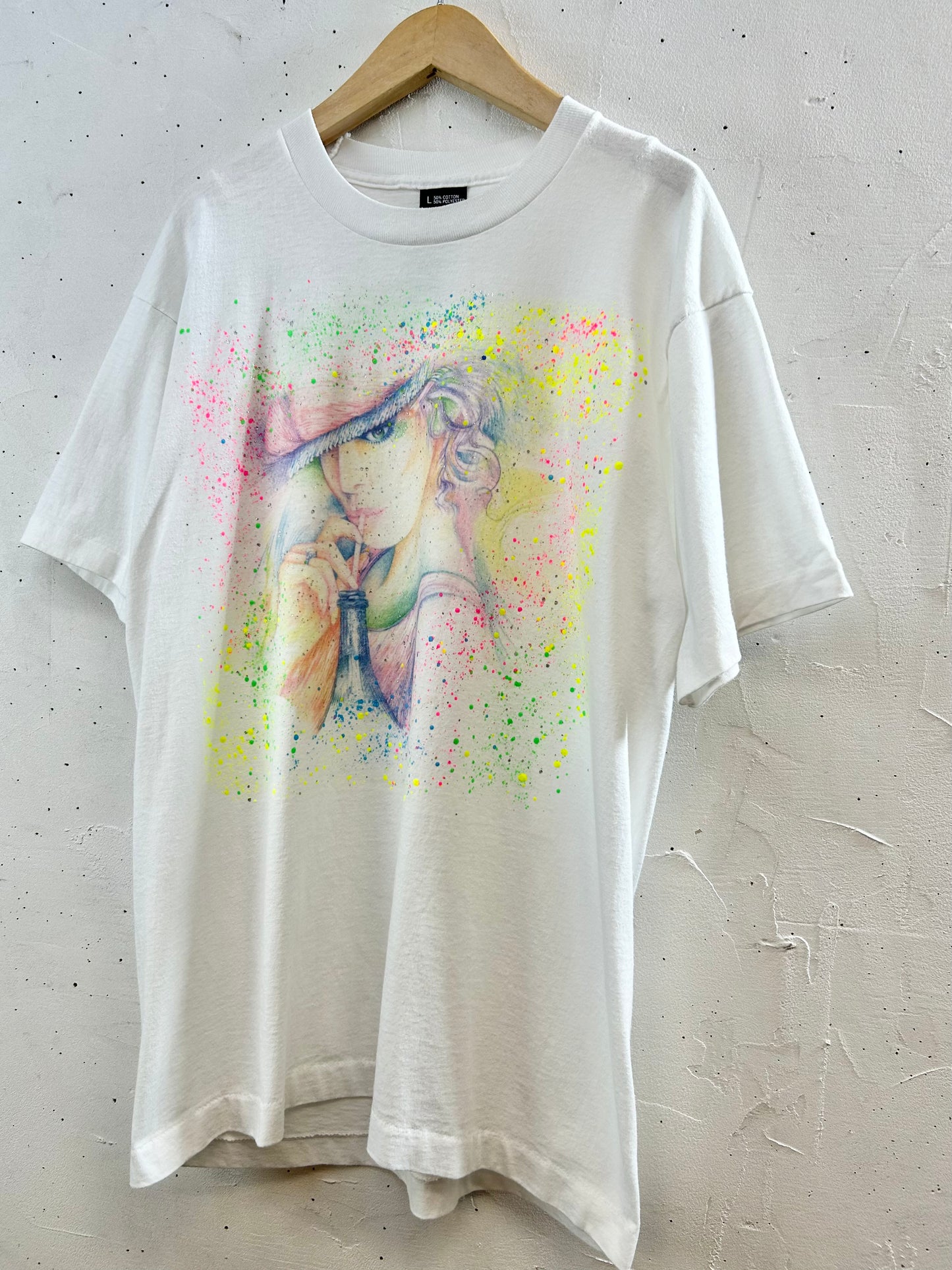 '90s Vintage Handpainted T-Shirt MADE IN USA 〜SCREEN STARS BEST〜 [E30286]