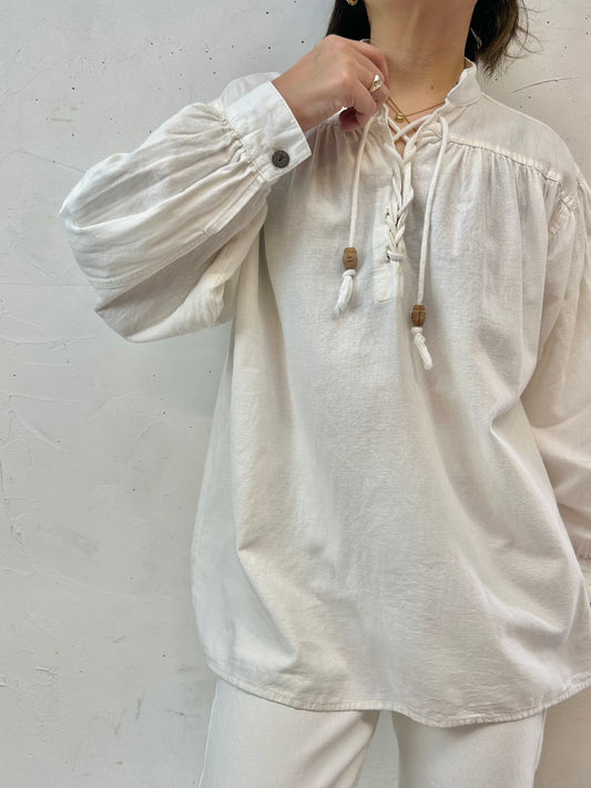 Vintage Cotton & Linen Blouse [E27226]