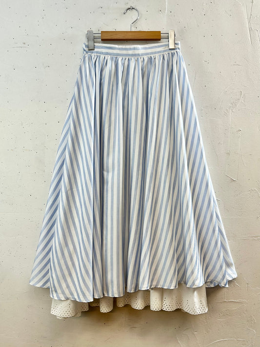 Vintage Stripe Skirt  MADE lN W.GERMANY [E30289]