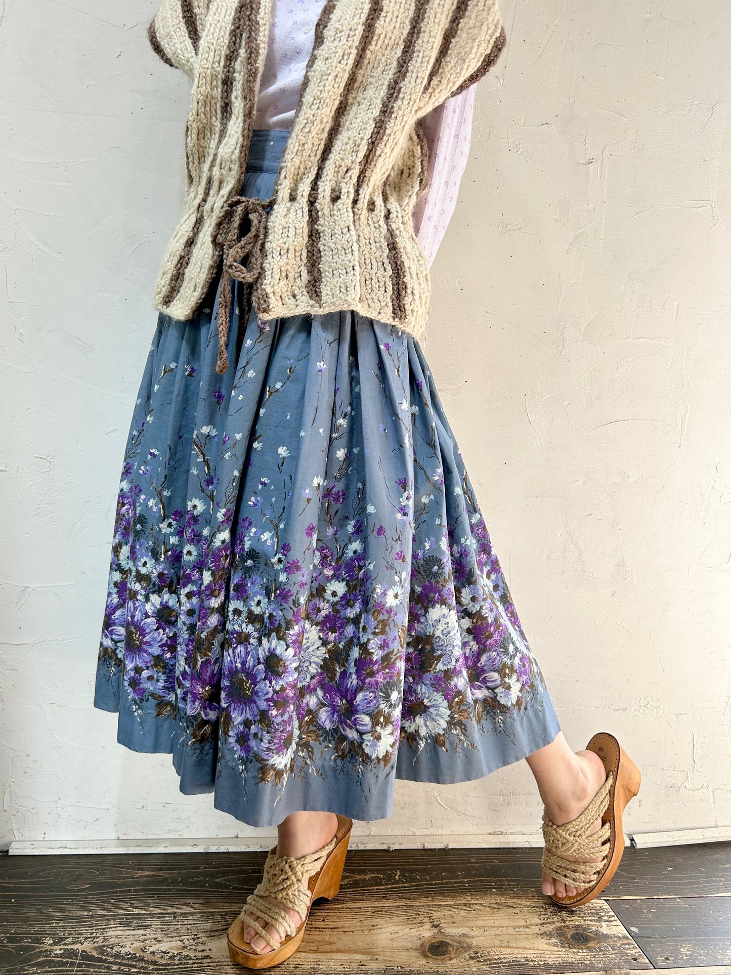 ’50s Vintage End Pattern Skirt [I25113]