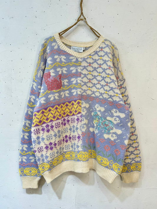 Vintage Cotton Knit Sweater MADE IN USA [K25441]