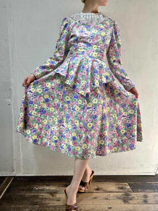 '80s-’90s Vintage Dress MADE IN USA [C26478]