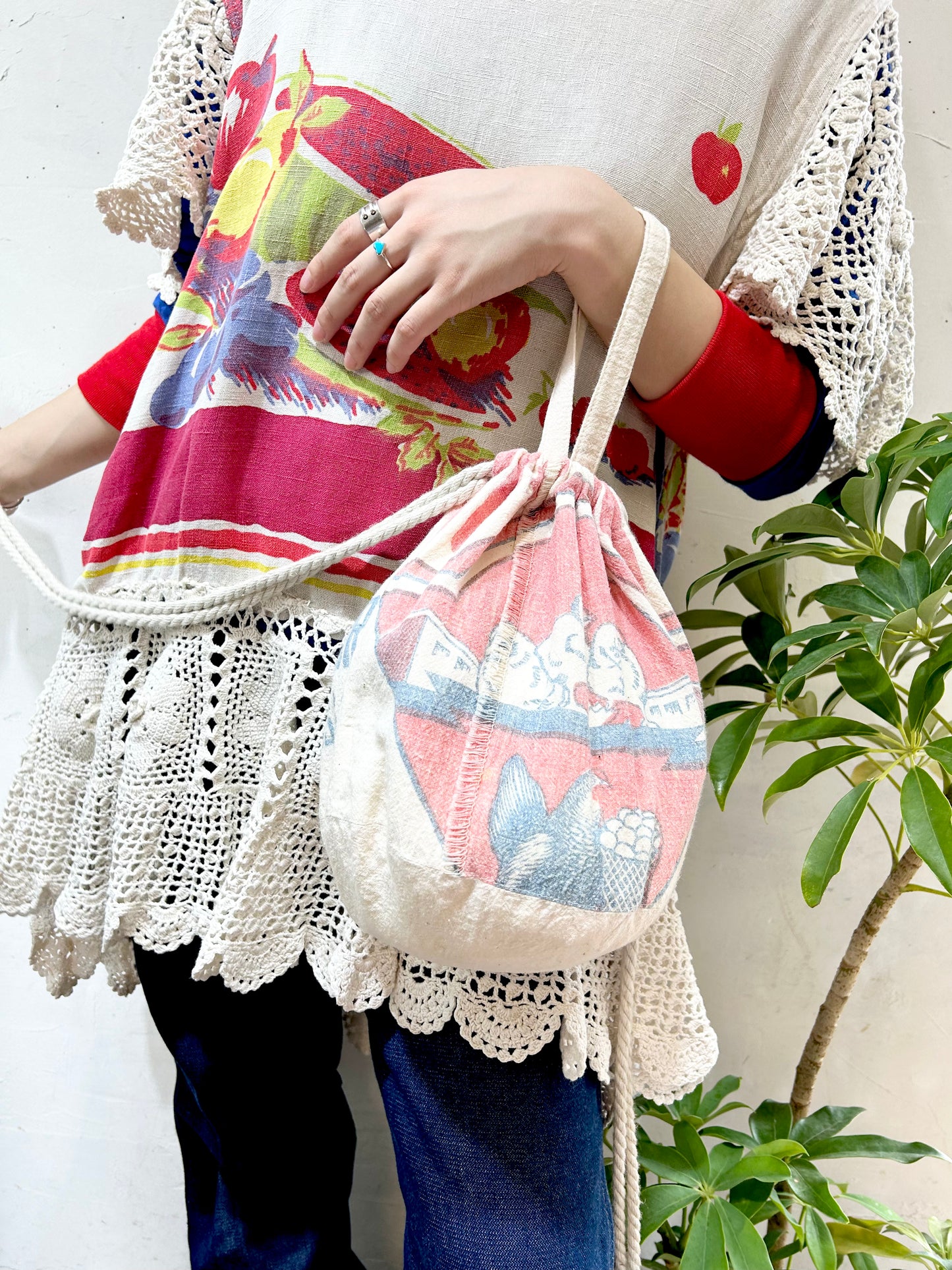 Vintage Feed Sack Pouch Bag 〜Amy Nina〜 [I25117]